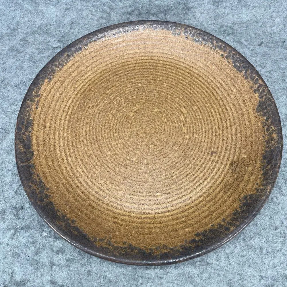 Vintage California Pottery 11 in Platter Circa 1950 Made in the USA Brown Swirl
